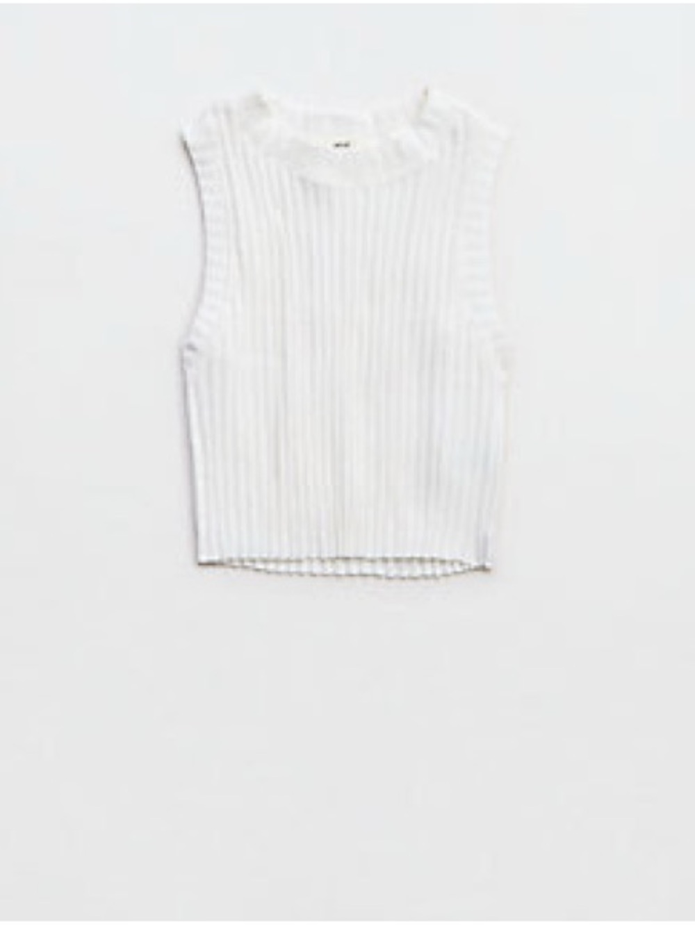 Aerie Sleeveless Rib-Knit Crop Tank Top - White